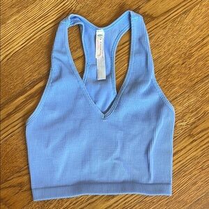FP Movement by Free People Blue Ribbed Crop Top